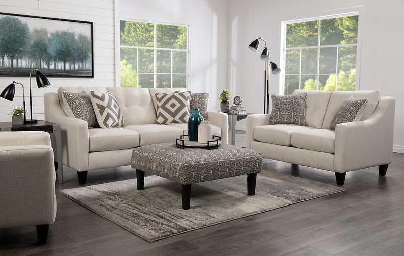 Kylie Linen-Look Fabric Loveseat - Zeus Pearl  