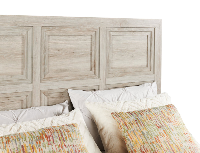 Lara Panel Bed with Headboard & Frame, Antique Grey - Queen Size 