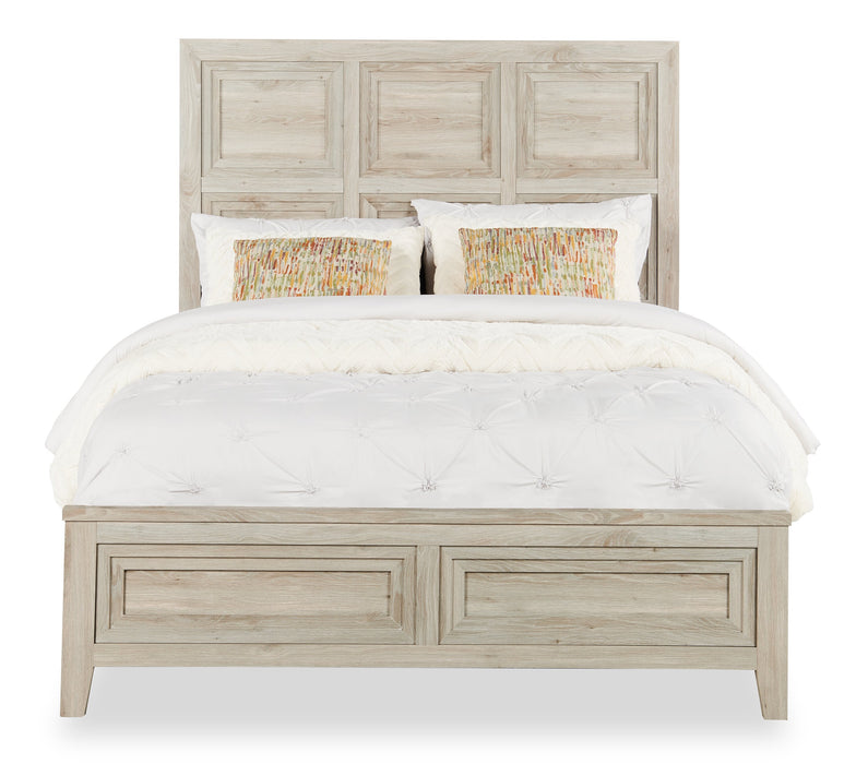 Lara Panel Bed with Headboard & Frame, Antique Grey - Queen Size 