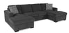 Made in Canada Legend 3-Piece Chenille Fabric Sleeper Sectional with Two Storage Chaises - Pepper Grey 