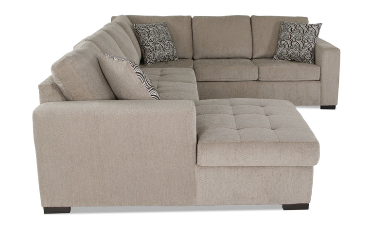 Made in Canada Legend 3-Piece Left-Facing Chenille Fabric Sleeper Sectional with Storage Chaise - Platinum Beige 