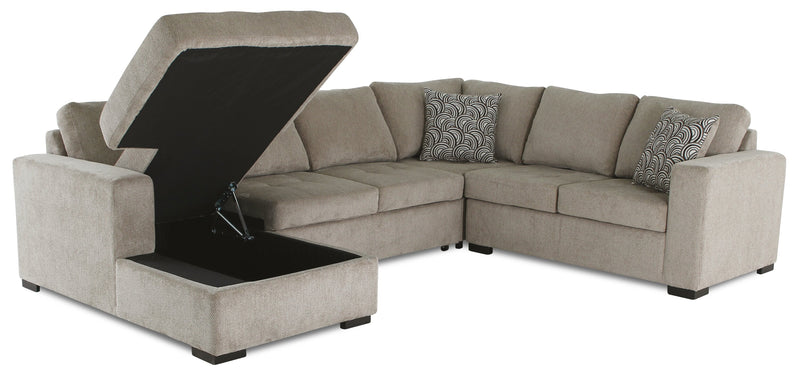 Legend 4-Piece Left-Facing Chenille Sleeper Sectional - Platinum 