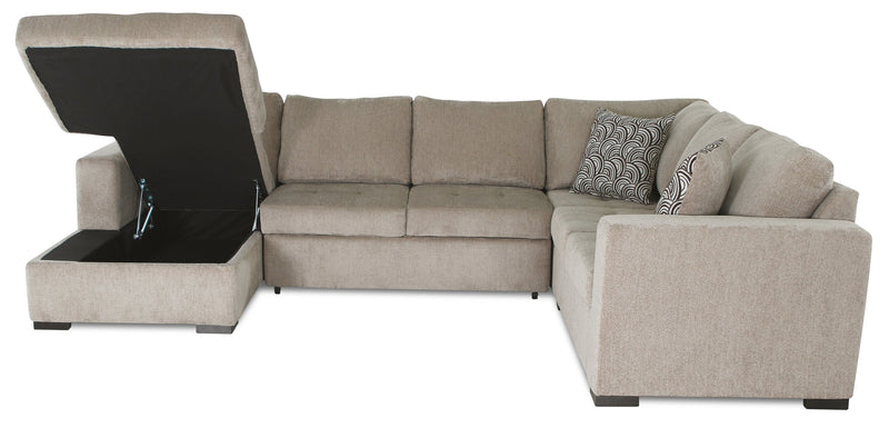 Legend 4-Piece Left-Facing Chenille Sleeper Sectional - Platinum 