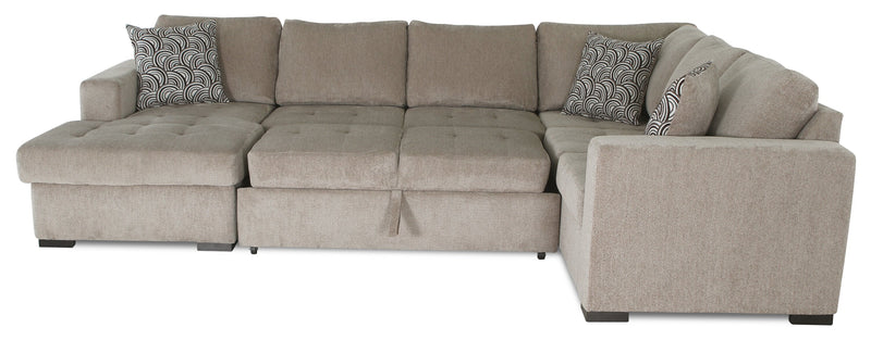 Legend 4-Piece Left-Facing Chenille Sleeper Sectional - Platinum 