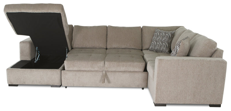 Legend 4-Piece Left-Facing Chenille Sleeper Sectional - Platinum 