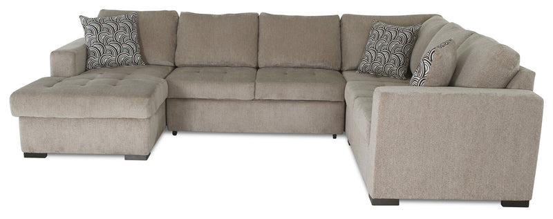 Legend 4-Piece Left-Facing Chenille Sleeper Sectional - Platinum 
