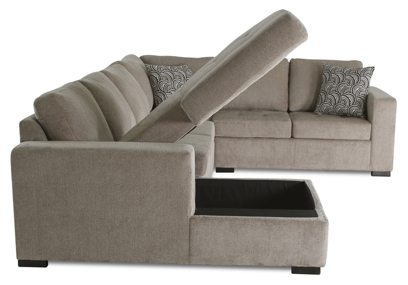 Legend 4-Piece Left-Facing Chenille Sleeper Sectional - Platinum 