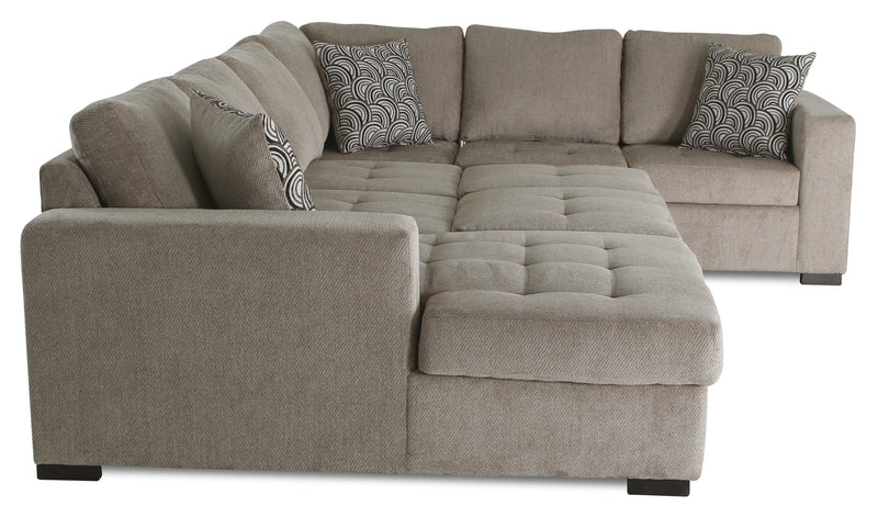 Legend 4-Piece Left-Facing Chenille Sleeper Sectional - Platinum 
