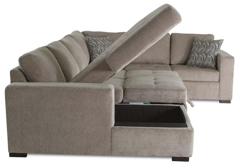 Legend 4-Piece Left-Facing Chenille Sleeper Sectional - Platinum 