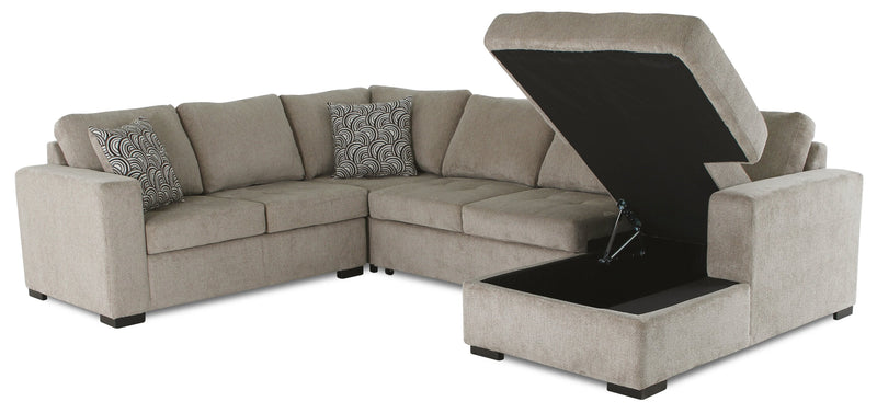 Legend 4-Piece Right-Facing Chenille Sleeper Sectional - Platinum 