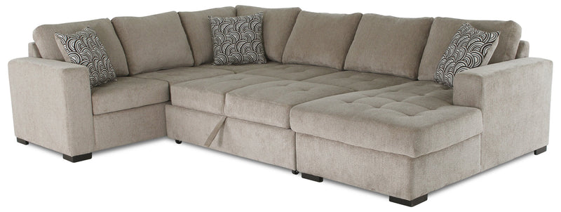 Legend 4-Piece Right-Facing Chenille Sleeper Sectional - Platinum 