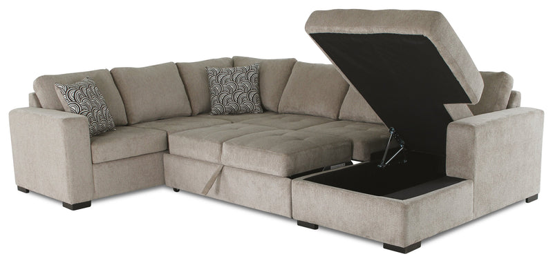 Legend 4-Piece Right-Facing Chenille Sleeper Sectional - Platinum 