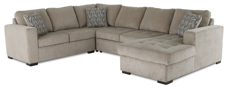 Legend 4-Piece Right-Facing Chenille Sleeper Sectional - Platinum 