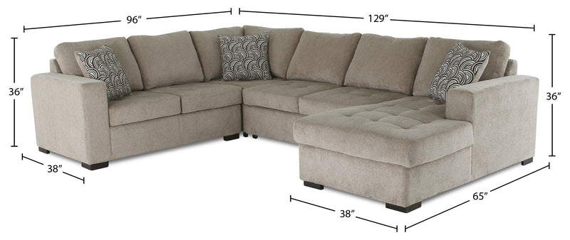 Legend 4-Piece Right-Facing Chenille Sleeper Sectional - Platinum 