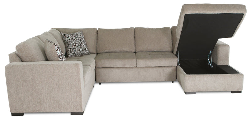 Legend 4-Piece Right-Facing Chenille Sleeper Sectional - Platinum 