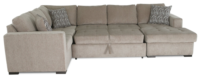 Legend 4-Piece Right-Facing Chenille Sleeper Sectional - Platinum 