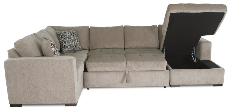 Legend 4-Piece Right-Facing Chenille Sleeper Sectional - Platinum 