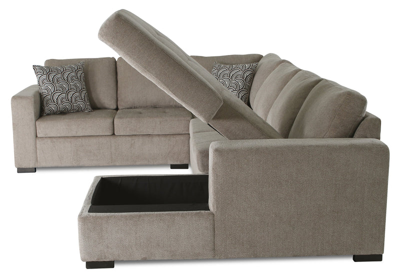 Legend 4-Piece Right-Facing Chenille Sleeper Sectional - Platinum 