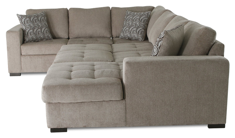 Legend 4-Piece Right-Facing Chenille Sleeper Sectional - Platinum 