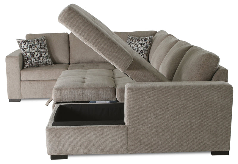 Legend 4-Piece Right-Facing Chenille Sleeper Sectional - Platinum 
