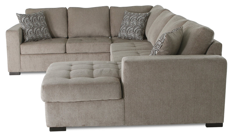 Legend 4-Piece Right-Facing Chenille Sleeper Sectional - Platinum 