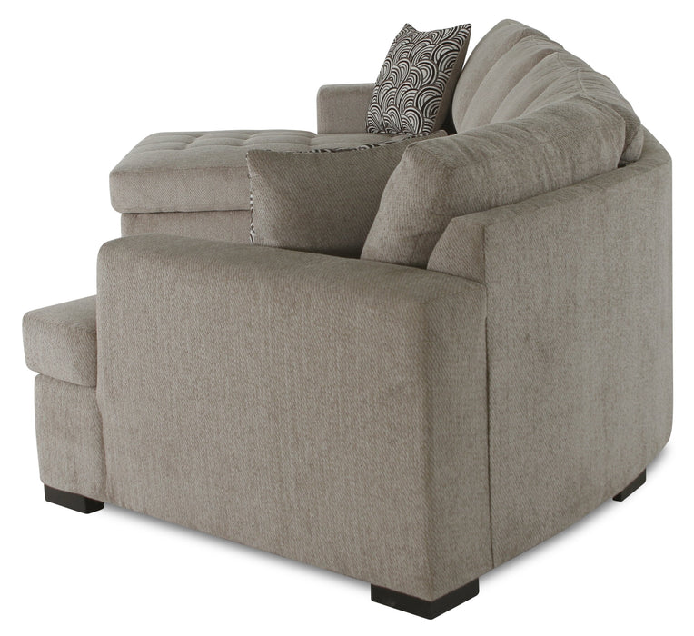 Legend 3-Piece Right-Facing Chenille Cuddler Sleeper Sectional with Chaise - Platinum 