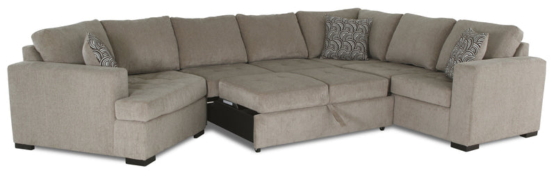 Legend 3-Piece Left-Facing Chenille Cuddler Sleeper Sectional - Platinum 