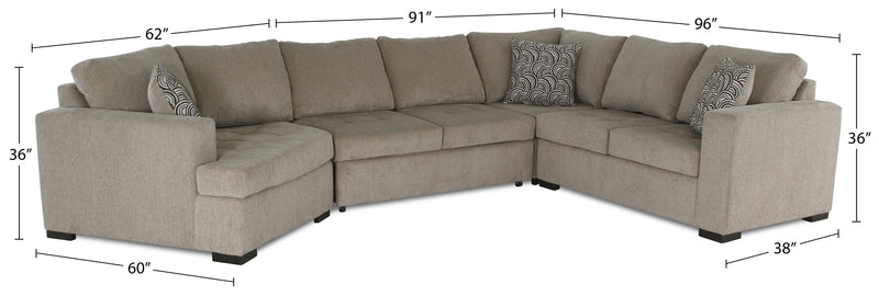 Legend 3-Piece Left-Facing Chenille Cuddler Sleeper Sectional - Platinum 