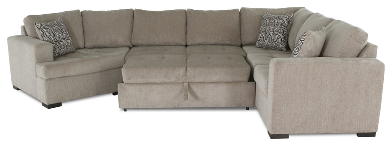 Legend 3-Piece Left-Facing Chenille Cuddler Sleeper Sectional - Platinum 