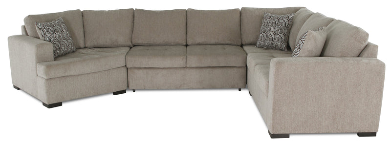 Legend 3-Piece Left-Facing Chenille Cuddler Sleeper Sectional - Platinum 