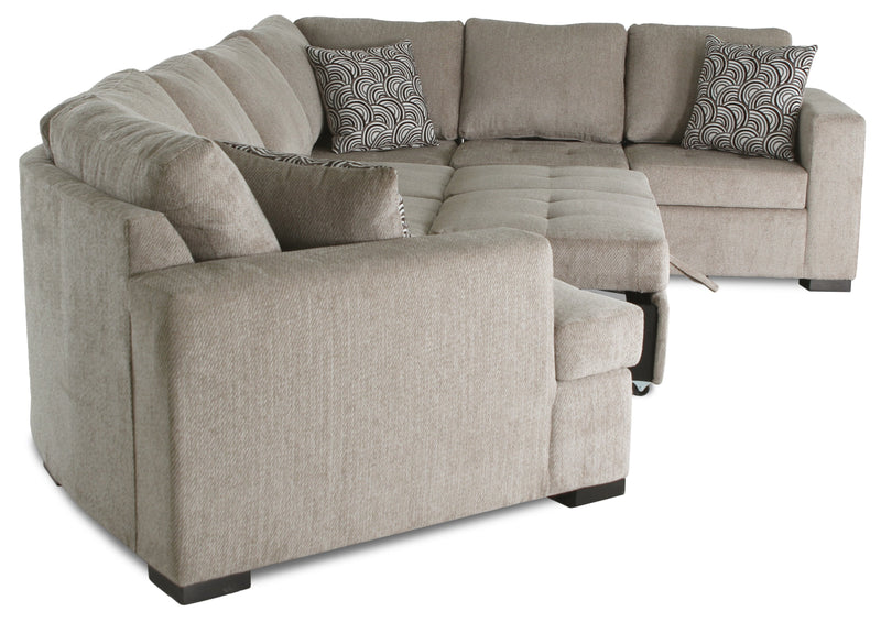 Legend 3-Piece Left-Facing Chenille Cuddler Sleeper Sectional - Platinum 
