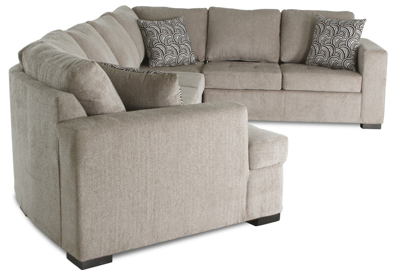 Legend 3-Piece Left-Facing Chenille Cuddler Sleeper Sectional - Platinum 