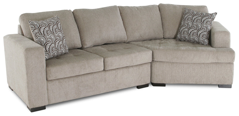Legend 2-Piece Right-Facing Chenille Cuddler Sectional - Platinum 