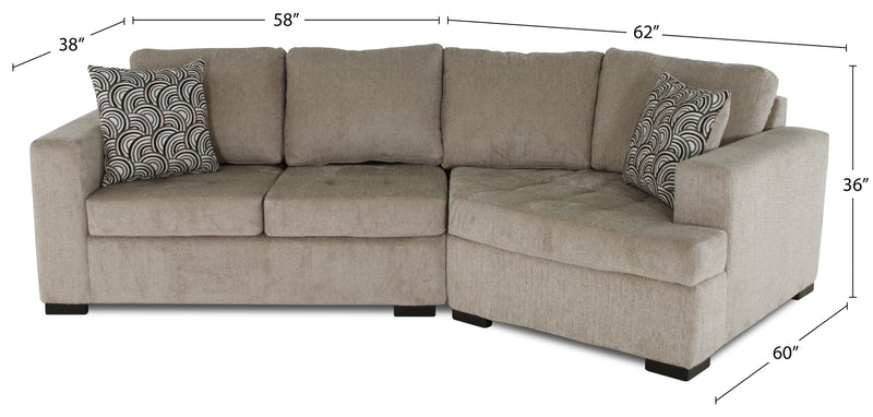 Legend 2-Piece Right-Facing Chenille Cuddler Sectional - Platinum 