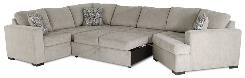 Legend 3-Piece Right-Facing Chenille Cuddler Sleeper Sectional - Platinum 