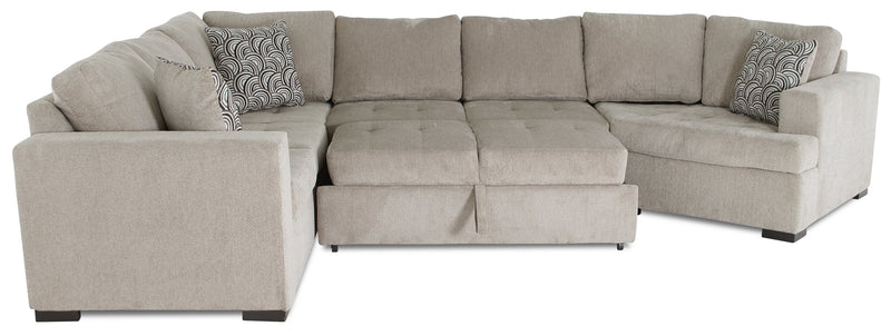 Legend 3-Piece Right-Facing Chenille Cuddler Sleeper Sectional - Platinum 