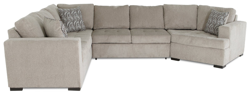 Legend 3-Piece Right-Facing Chenille Cuddler Sleeper Sectional - Platinum 