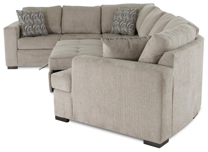 Legend 3-Piece Right-Facing Chenille Cuddler Sleeper Sectional - Platinum 