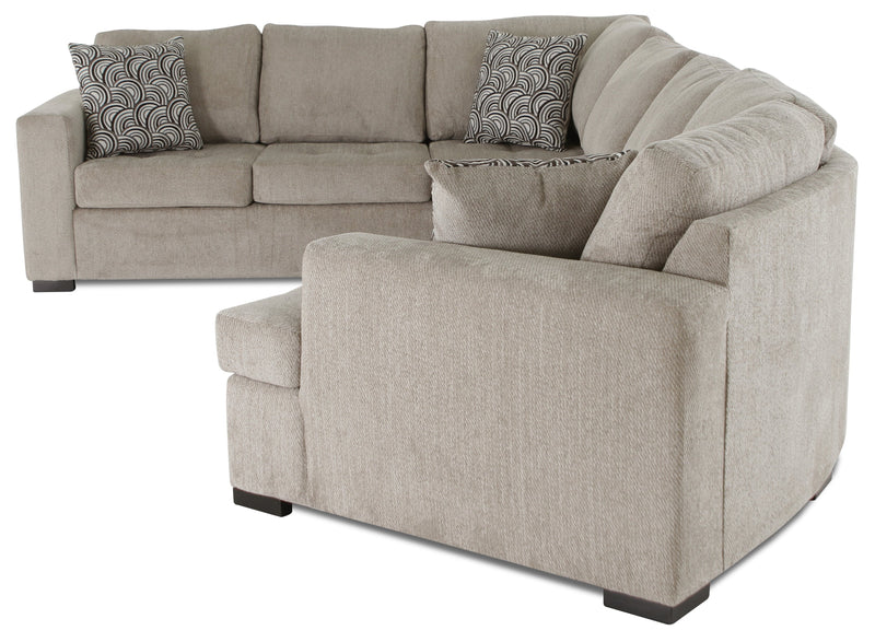 Legend 3-Piece Right-Facing Chenille Cuddler Sleeper Sectional - Platinum 