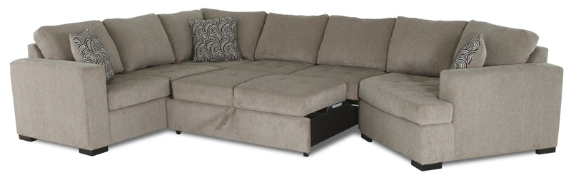 Legend 4-Piece Right-Facing Chenille Cuddler Sleeper Sectional - Platinum 