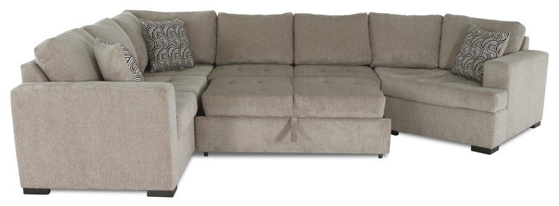 Legend 4-Piece Right-Facing Chenille Cuddler Sleeper Sectional - Platinum 