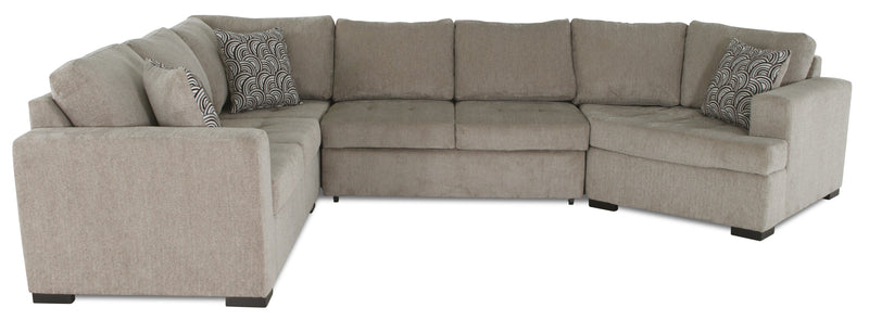 Legend 4-Piece Right-Facing Chenille Cuddler Sleeper Sectional - Platinum 