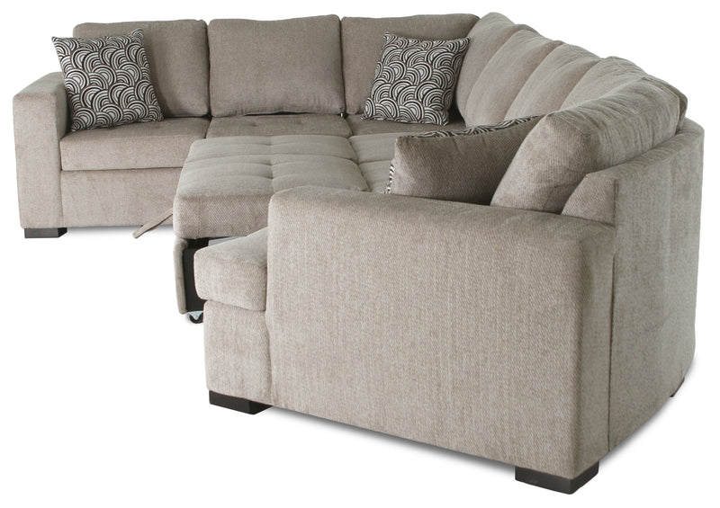Legend 4-Piece Right-Facing Chenille Cuddler Sleeper Sectional - Platinum 