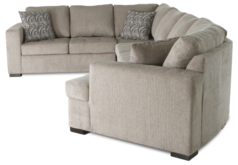Legend 4-Piece Right-Facing Chenille Cuddler Sleeper Sectional - Platinum 