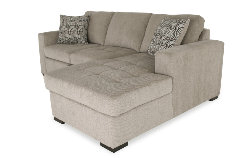 Made in Canada Legend 2-Piece Right-Facing Chenille Fabric Sleeper Sectional with Storage Chaise - Platinum Beige 