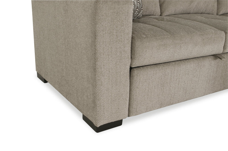 Made in Canada Legend 2-Piece Right-Facing Chenille Fabric Sleeper Sectional with Storage Chaise - Platinum Beige 