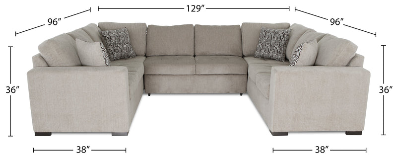 Legend 3-Piece Chenille Sleeper Sectional Sofa - Platinum