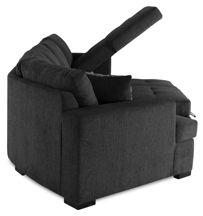 Legend 3-Piece Left-Facing Chenille Cuddler Sleeper Sectional with Chaise - Pepper 