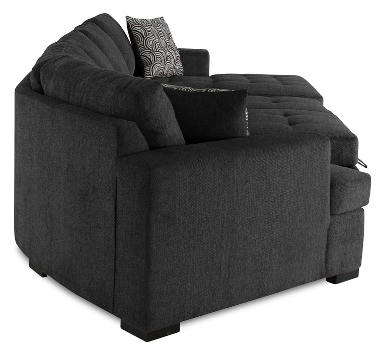 Legend 3-Piece Left-Facing Chenille Cuddler Sleeper Sectional with Chaise - Pepper 