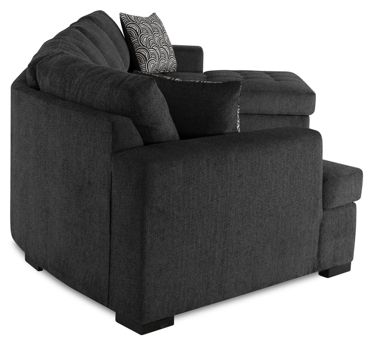Legend 3-Piece Left-Facing Chenille Cuddler Sleeper Sectional with Chaise - Pepper 